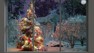 Free Christmas Video Projection-Snowing ,Christmas Tree &  Relax music for Relaxation, Decoration