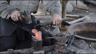 How to punch and drift an axe eye by hand. Axe making - blacksmithing
