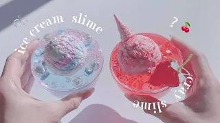 ice float 🍨￤2種類のクレイスライムを触る🫧