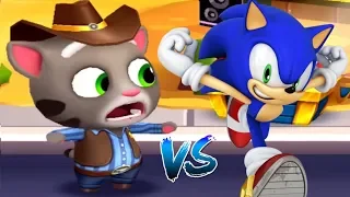 Talking Tom Gold Run WILD WEST Cowboy Tom VS Sonic Dash Соревнование