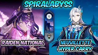 Neuvillette HyperCarry & Raiden National | Spiral Abyss 4.6 Floor 12 9 Stars | Genshin Impact 🔥