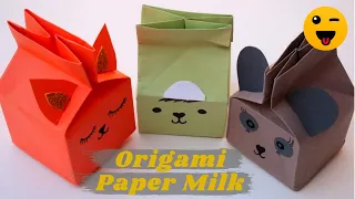 Origami paper milk boxes For Kids | DIY cute animals | Kids Toys and stories