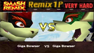 Smash Remix - Classic Mode Remix 1P Gameplay with Giant Giga Bowser (VERY HARD)