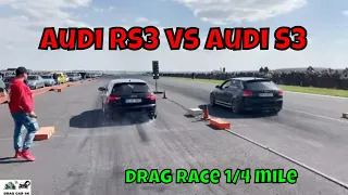 Audi RS3 vs Audi S3 drag race 1/4 mile 🚦🚗 - 4K UHD