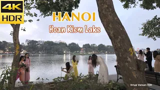 4K HDR |  Hoan Kiem Lake Walking Street Tour - Hanoi Vietnam 2024