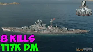 World of WarShips | Bismarck | 8 KILLS | 117K Damage -  Replay Gameplay 4K 60 fps