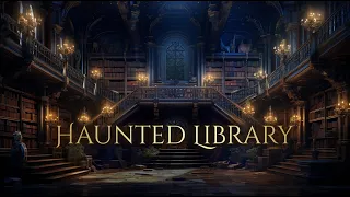 Haunted Library Ambience and Music 📖👻| slightly spooky Halloween atmosphere #halloweenambience