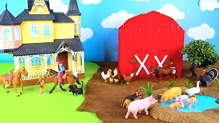 How to make mini Cows, Horse Farm Diorama  - Cattle Farm - Barnyard Animals - Farm House