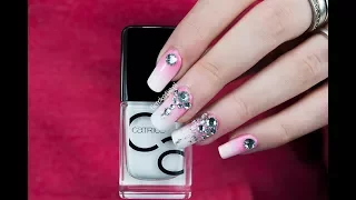 Dazzled Up Baby Boomer Pink To White Gradient Nails - femketjeNL