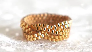 How to Make a Peyote Stitch Braid Ring | Bead Jewelry Making ビーズステッチ 三つ編みリングの作り方 ペヨーテステッチ 編み方