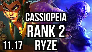 CASSIOPEIA vs RYZE (MID) | Rank 2, Rank 1 Cassio, Legendary, 15/3/1 | EUW Challenger | v11.17