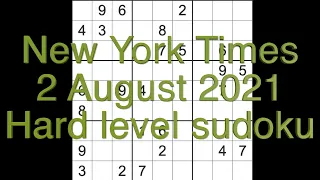 Sudoku solution – New York Times sudoku puzzle 2 August 2021 Hard level