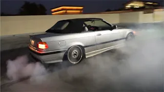 E36 328I CONVERTABLE REVIEW (POPS AND BANGS, BURNOUT)