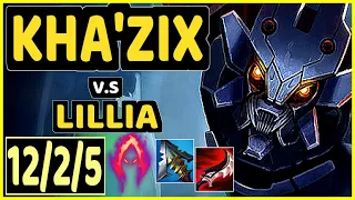 CUZZ (KHA'ZIX) vs LILLIA - QUADRAKILL 12/2/5 KDA JUNGLE CHALLENGER GAMEPLAY - KR