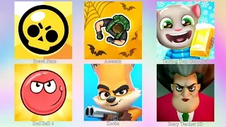 Scary Teacher 3D, Brawl Stars, Hunter Assassin, Red Ball 4, Talking Tom Gold Run, Zooba Gameplay