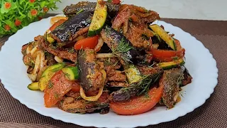 Eggplant salad with sauce. Incredibly delicious salad!