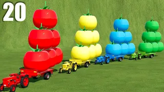 MINI TRACTORS OF COLORS ! GIANT TOMATOES TRANSPORTING WITH TRAILER  ! Farming Simulator 22 #20