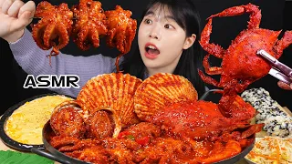 ASMR MUKBANG Steamed seafood, scallop, abalone, shrimp, blue crab, eating