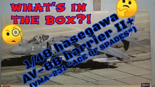 what's in the box? - 1/48 scale hasegawa AV-8B harrier II plus "ace of spades"