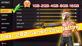 Best200 Sensitivity Setting😍 | FF Universal Sensitivity For All Mobile | FF Best Sensitivity Setting