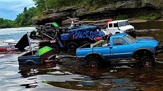 MNRCC RC Event Pt.2 / Rock Crawling Scale Trailing River crossing boat bashing fun run