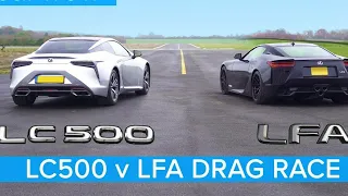 Lexus LFA vs Lexus LC500 - DRAG RACE, ROLLING RACE AND BRAKE TEST