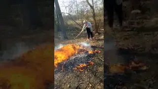 Когда нет надежды : Учительница тушит лесной пожар в Ривненской области