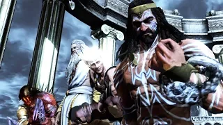 Бог Зевс кидает молнию в Кратоса и Тиатана Гею. God of War 3 Remastered