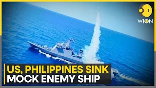 US and Philippines forces sink mock enemy ship near the disputed South China Sea | WION News