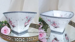 Reverse Decoupage for beginners Glass Vase idea Tutorial