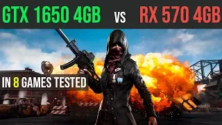 GTX 1650 4GB vs RX 570 4GB test in 8 Games
