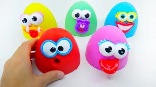 Satisfying Video l How To Make Rainbow Happy Eggs with Kinetic Sand Cutting ASMR ​#245