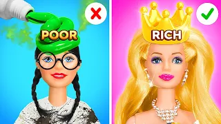 RICH VS BROKE DOLL MAKEOVER🎀✨ Beauty Hacks That Will Save Your Life By 123 GO! TRENDS