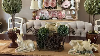 French Country Easter and Spring decor in the Entry & Dining Rooms