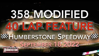 🏁 HUMBERSTONE SPEEDWAY 9/18/22  358 MODIFIED FEATURE RACE - DIRT TRACK RACING - Drone Aerial View