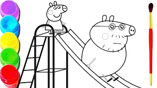 How to draw peppa pig🐷🐖 Taking Slide for kids &toddlers