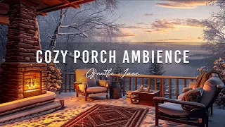 Winter Cozy Porch Ambience ⛄ Snowy Day with Warm Jazz Music and Crackling Fireplace for Relaxing #4