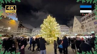 TALLINN ESTONIA - CHRISTMAS MARKETS 2023-2024 - Town Hall Square (Tallinna Jõuluturg) (4K)