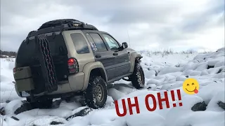 Modified Jeep Liberty (KJ) VS Snow Covered Rock Field