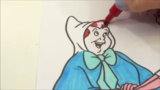 Coloring Page Cinderella and her Fairy Godmother for Toddlers, Preschoolers and Kids