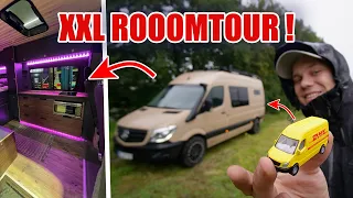 XXL ROOMTOUR 🔥 1 JAHR IM SELFMADE DHL Sprinter CAMPER 😁🙏🏻 | ItsMarvin