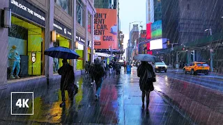 4K RAINY Walk in NEW YORK ☔ Sounds of Rain, Walking in Manhattan 12 HOURS