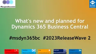 What's new and planned for #msdyn365bc 2023 Release Wave 2.