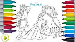 Disney Princess Frozen Elsa and Anna Coloring Pages | Frozen Elsa Anna Kristoff Olaf