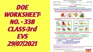 CLASS 3rd WORKSHEET 33B | 3rd 29 July worksheet | DOE WORKSHEET 33B CLASS 3rd SOLUTION | 28-07-2021