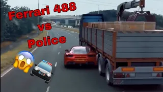 Ferrari 488 scapes police by going under a truck “credit 2NCS” Police Chase