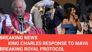 KING CHARLES BURSTS INTO LAUGHTER DURING BUCKINGHAM PALACE GARDEN PARTY AS MAYA ASK QUESTION.