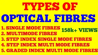 TYPES OF OPTICAL FIBERS | SINGLE MODE, MULTI MODE, STEP INDEX, GRADED INDEX OPTICAL FIBERS | NOTES |