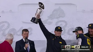 Jim Harbaugh and Michigan's FULL TROPHY CEREMONY after winning the Rose Bowl 🌹
