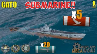 Submarine Gato 5 Kills & 227k Damage | World of Warships Gameplay